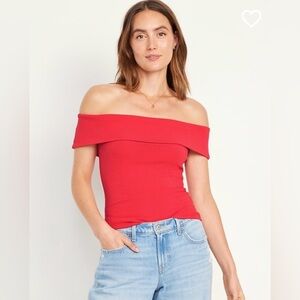 Off the shoulder ribbed top
